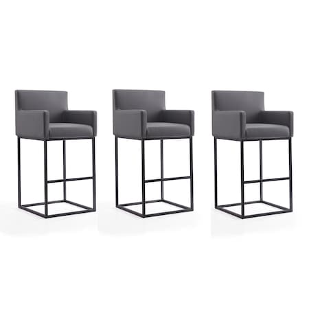 Manhattan Comfort Ambassador Barstool in Grey and Black, PK3 3-BS017-GY